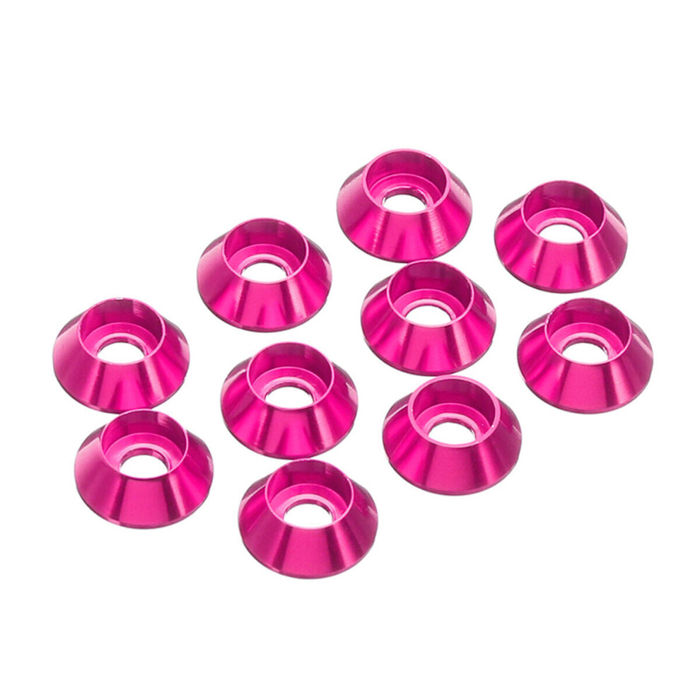 (Pink) 50Pcs M3 Cup Head Hex Screw Gasket Washer Nuts Aluminum Alloy Multicolor