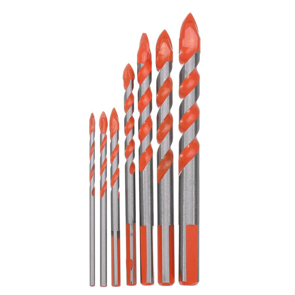 7Pcs 3-12mm Triangle Shank Drill 3/4/5/6/8/10/12mm Ceramic Glass Hole Wall Twist Spiral Bit