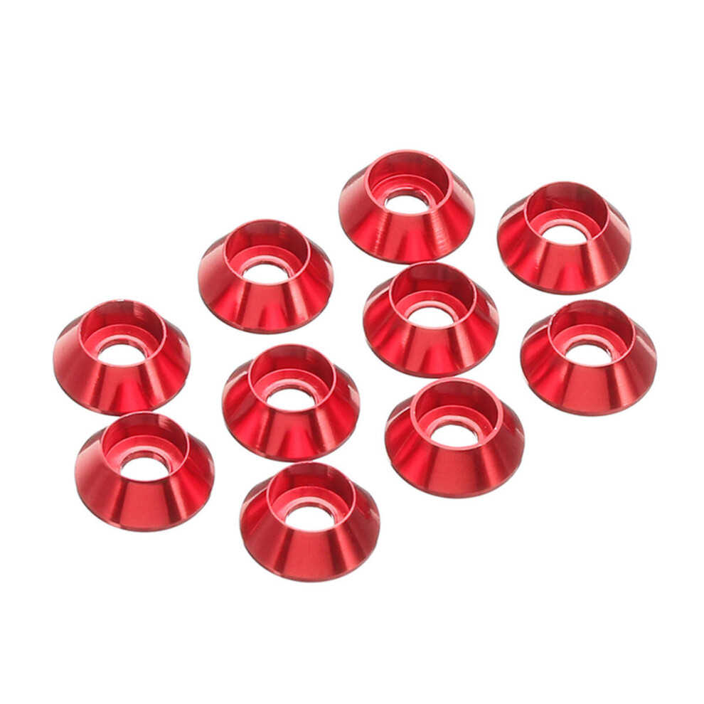 (Red) 50Pcs M3 Cup Head Hex Screw Gasket Washer Nuts Aluminum Alloy Multicolor