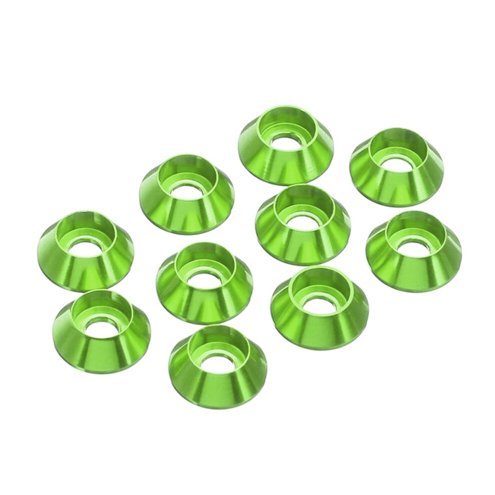 (Green) 50Pcs M3 Cup Head Hex Screw Gasket Washer Nuts Aluminum Alloy Multicolor