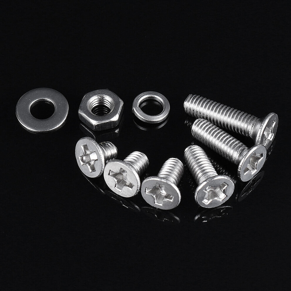 (C) 300pcs M3 304 Stainless Steel Phillips Screw Bolt & Hex Nuts Washers Assortment