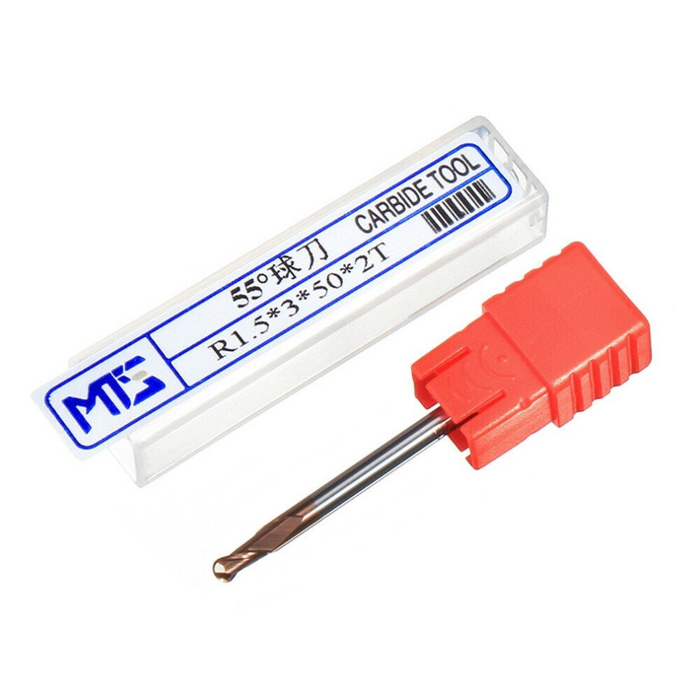 (R1.5*3*50*2T) 0.5-4Mm Carbide Altin Hrc55 Ball Nose Milling Cutter Tungsten Steel End Mill 6112211946009