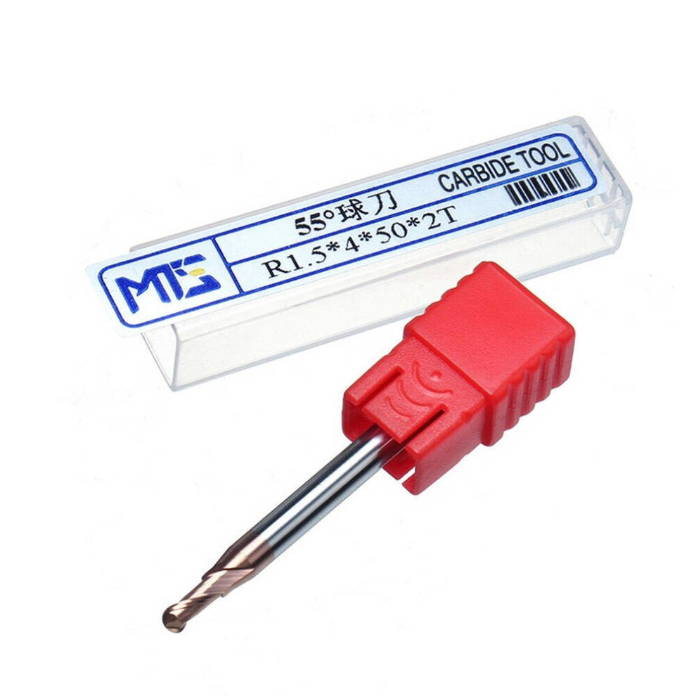 (R1.5*4*50*2T) 0.5-4Mm Carbide Altin Hrc55 Ball Nose Milling Cutter Tungsten Steel End Mill 3654659399533
