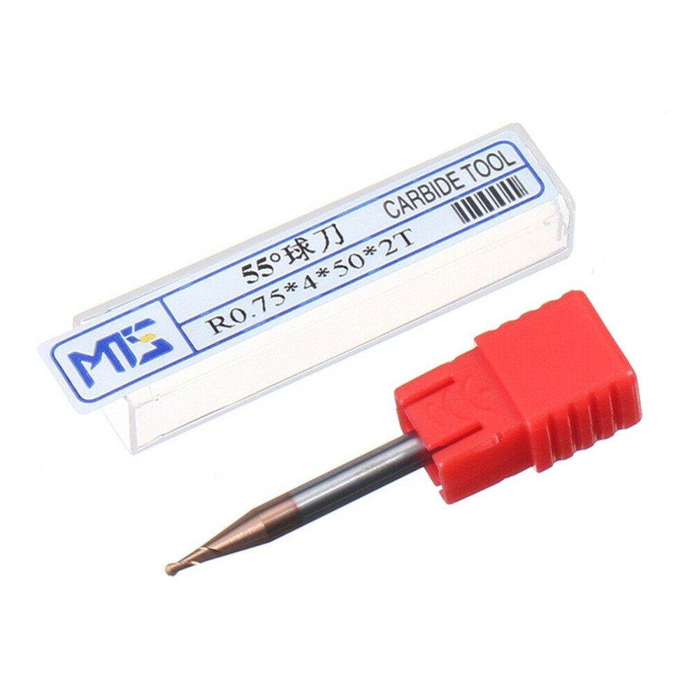 (R0.75*4*50*2T) 0.5-4Mm Carbide Altin Hrc55 Ball Nose Milling Cutter Tungsten Steel End Mill 3654659399557
