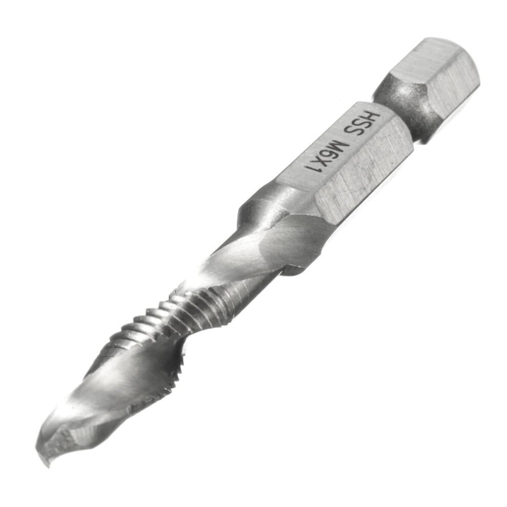 (M6) 1/4 Inch Hex Shank HSS M4/5/6/8/10 Metric Screw Tap Combination Drill Bit