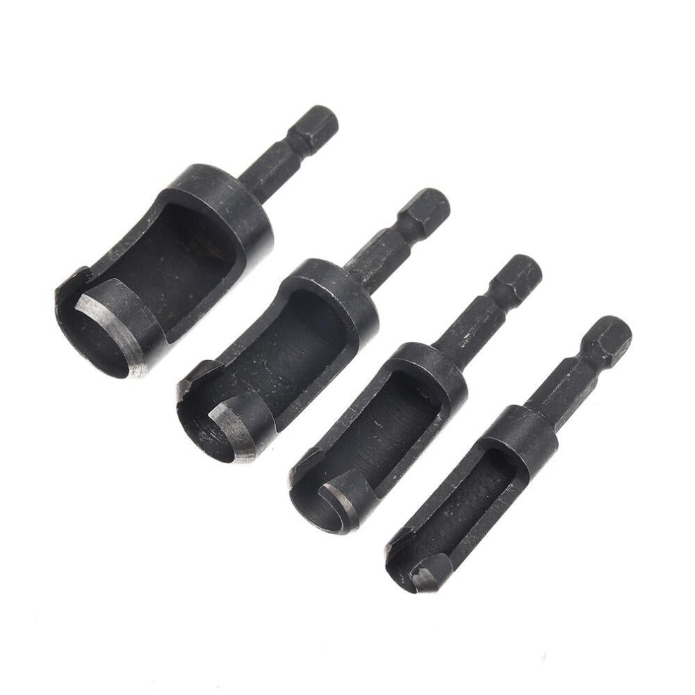 4pcs 6/10/13/16mm Hex Shank Woodworking Tenon Plug Hole Cutter Drill Bit Set