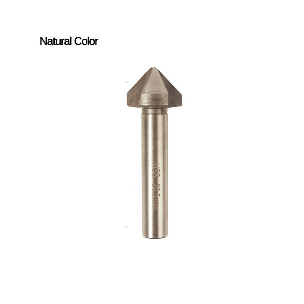 (Natural Color, 6.3mm) 90 Degree Titanium-plated Metal Chamfer Drill Bit Straight Shank Chamfering Knife