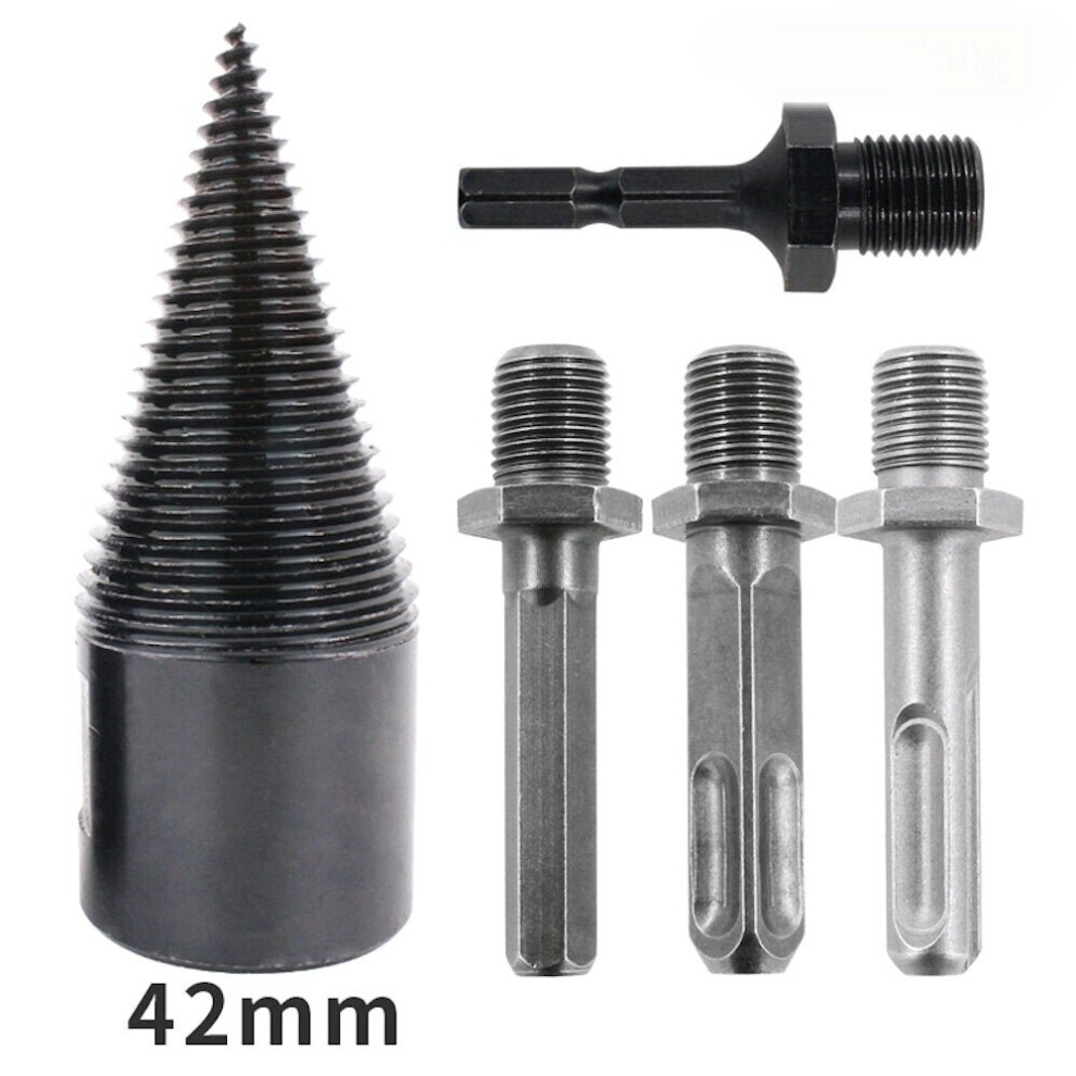 (42mm) 32/42mm Steel Square Shank/Round Shank/Hex Shank Wood Splitting Drill Bit Woodworking Tool Split Wood Drill