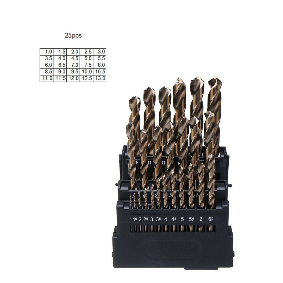 (25pcs Set) M42 HSS Drill Bit Set 3 Edge Head 8% High Cobalt Drill Bit Twist Drill for Stainless Steel Wood Metal Drilling