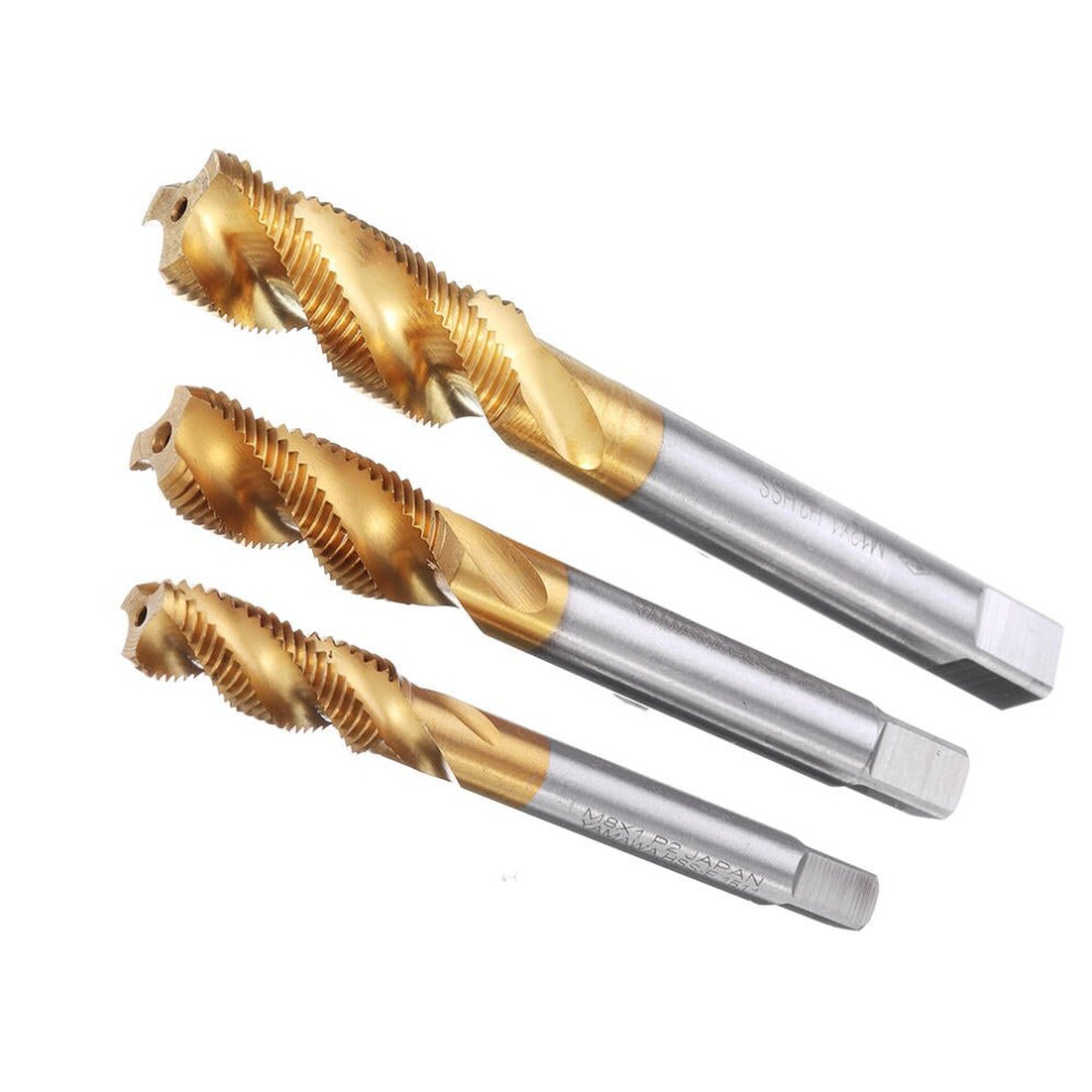 (M8) M8/M10/M12 HSS Titanium Coated Screw Tap Thread Metric Spiral Flute Machine Hand Tap