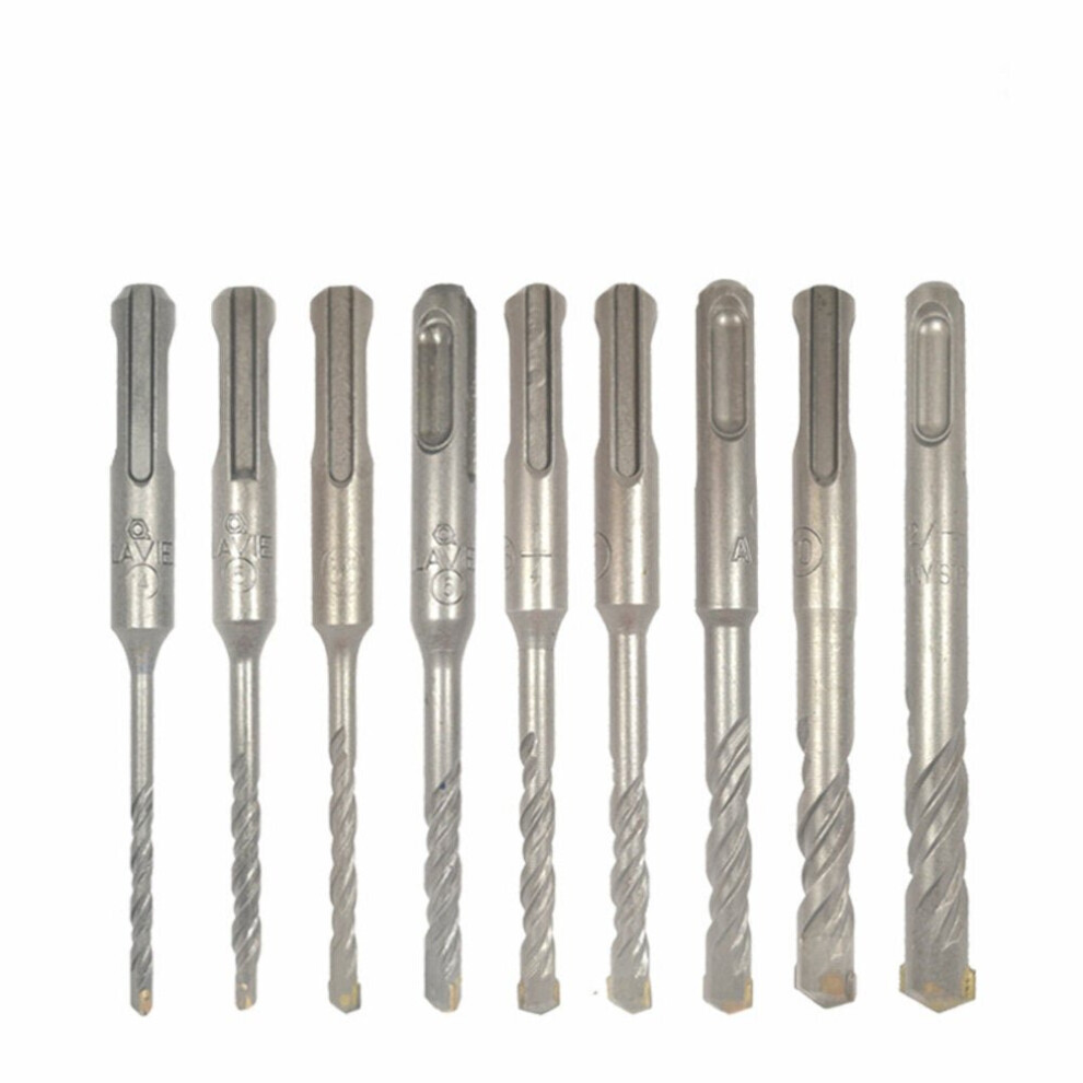 9Pcs Drill Bit Double SDS Plus Slot Electric Hammer Bits Set 110mm Metal HSS For Drills Cutting