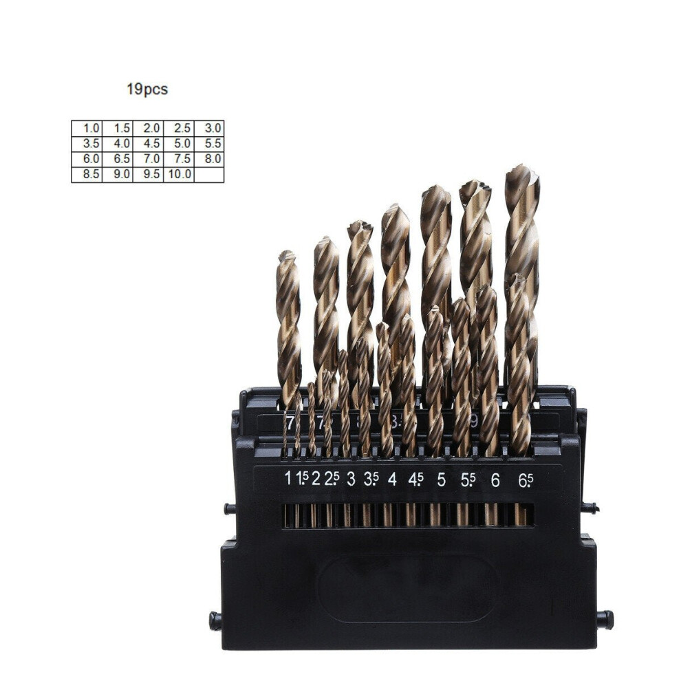 (19pcs Set) M42 HSS Drill Bit Set 3 Edge Head 8% High Cobalt Drill Bit Twist Drill for Stainless Steel Wood Metal Drilling