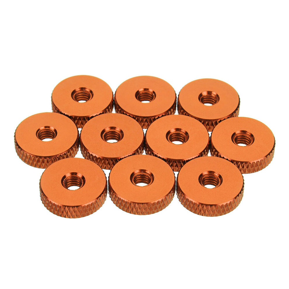 (Orange) M4AN3 10Pcs M4 Manual Knurled Thumb Screw Nut Spacer Flat Washer Aluminum Alloy Multicolor