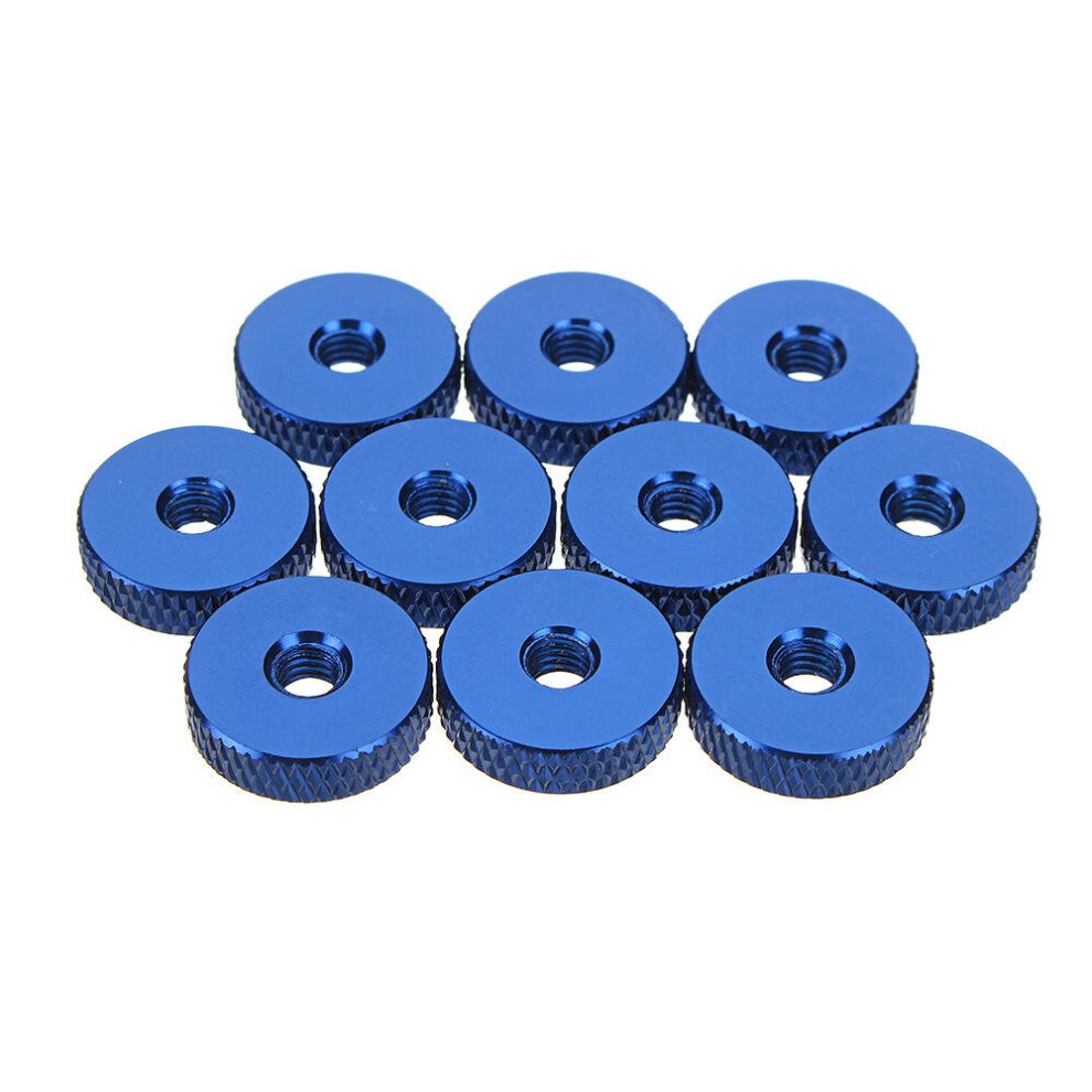 (Royal Blue) M4AN3 10Pcs M4 Manual Knurled Thumb Screw Nut Spacer Flat Washer Aluminum Alloy Multicolor