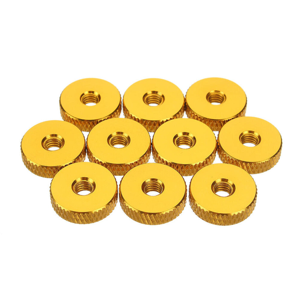 (Gold) M4AN3 10Pcs M4 Manual Knurled Thumb Screw Nut Spacer Flat Washer Aluminum Alloy Multicolor