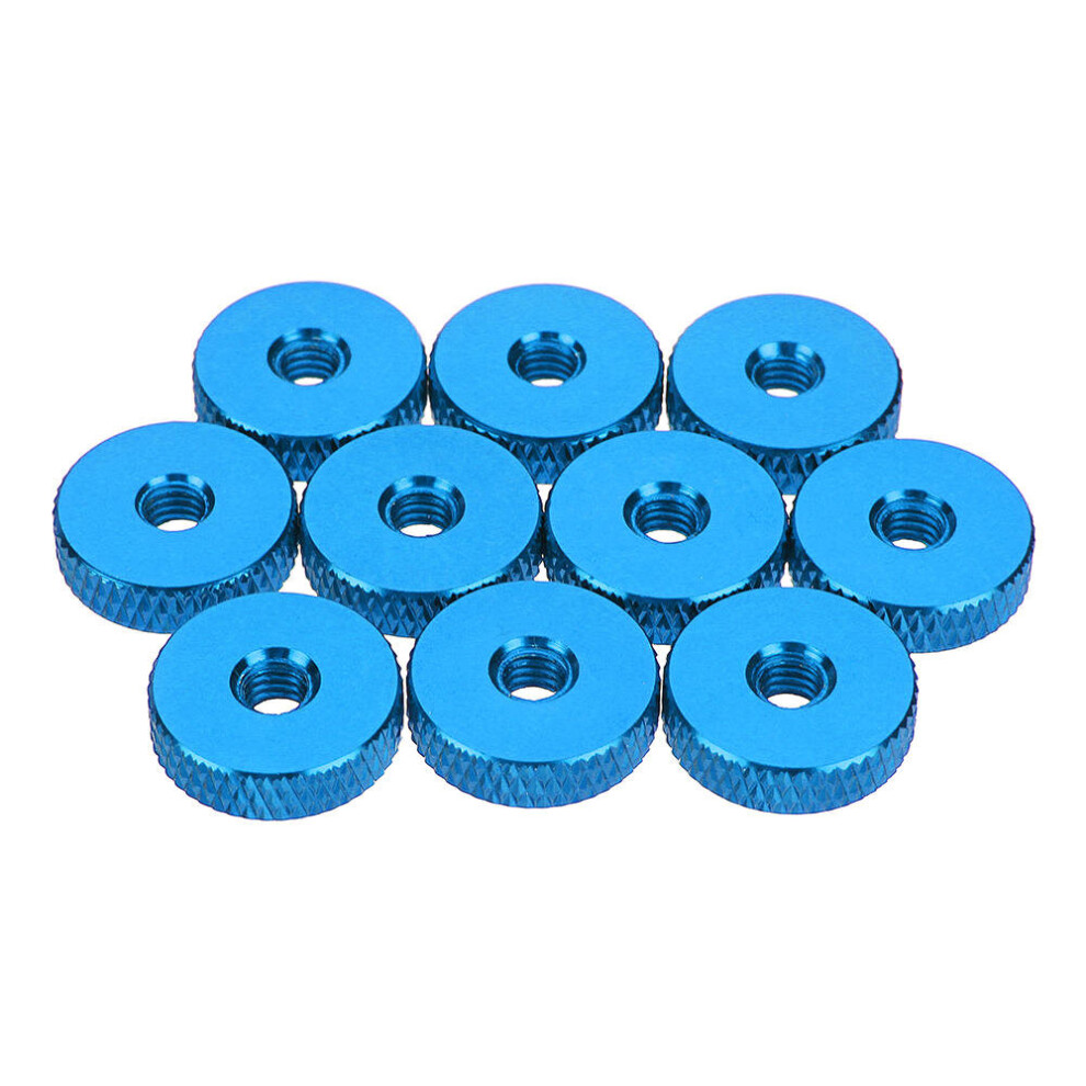 (Light Blue) M4AN3 10Pcs M4 Manual Knurled Thumb Screw Nut Spacer Flat Washer Aluminum Alloy Multicolor