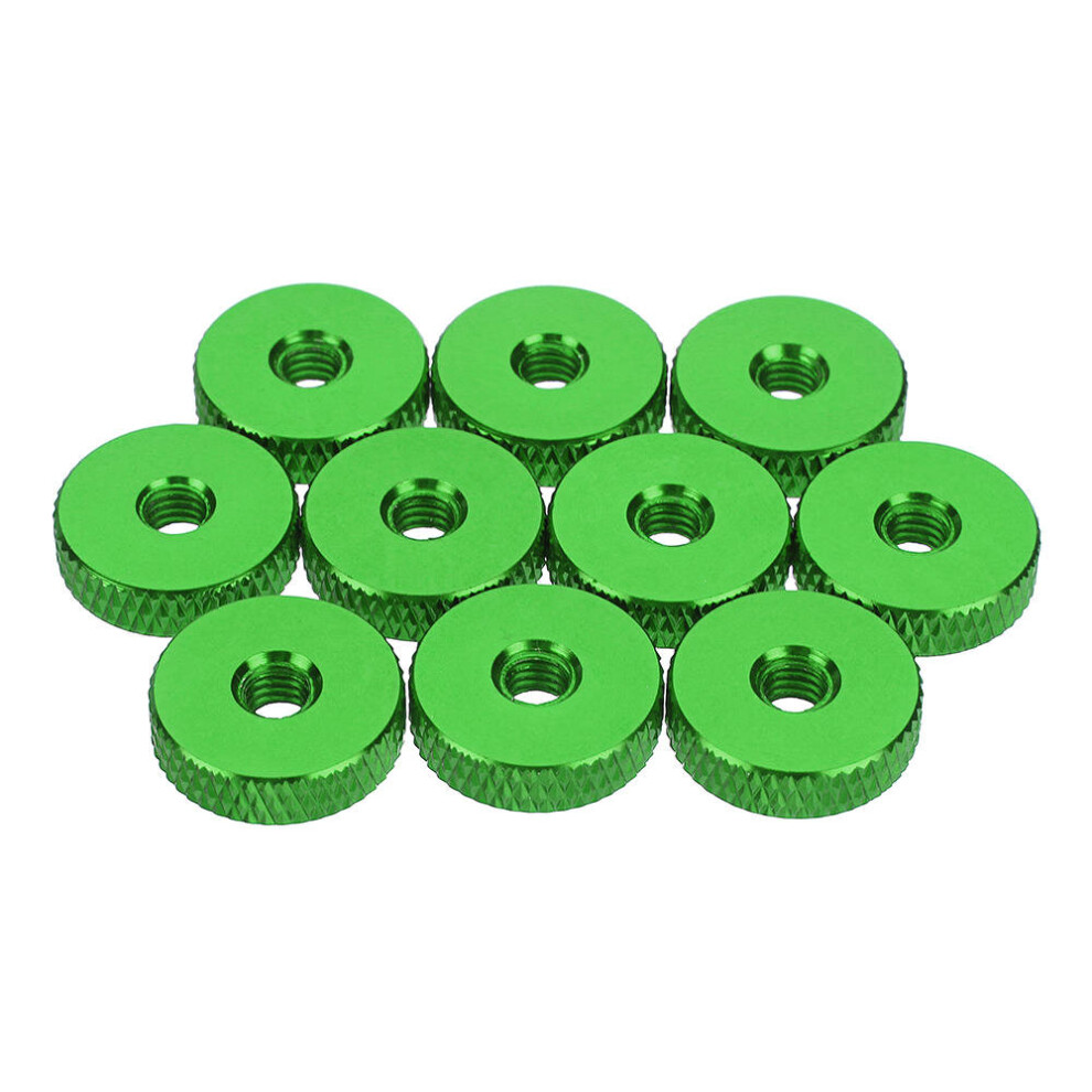 (Green) M4AN3 10Pcs M4 Manual Knurled Thumb Screw Nut Spacer Flat Washer Aluminum Alloy Multicolor