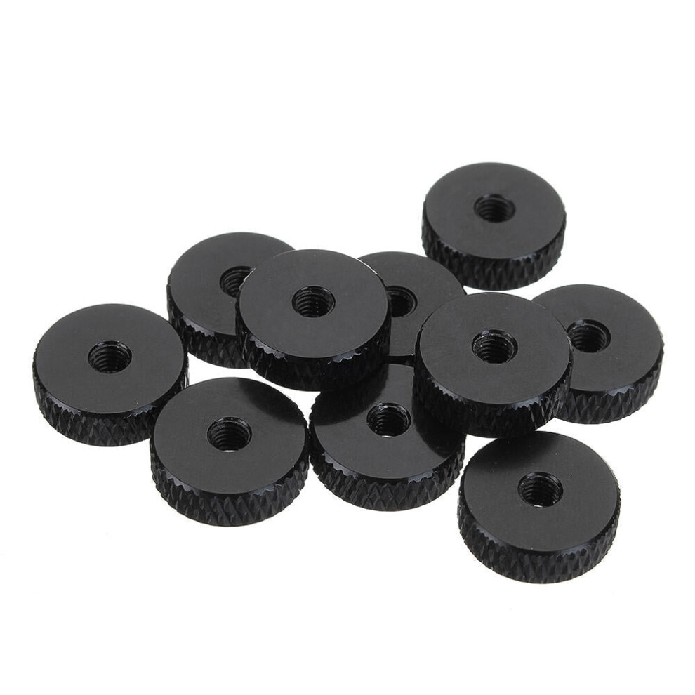 (Black) 10Pcs M3 Manual Knurled Thumb Screw Nut Spacer Flat Washer Aluminum Alloy Multicolor