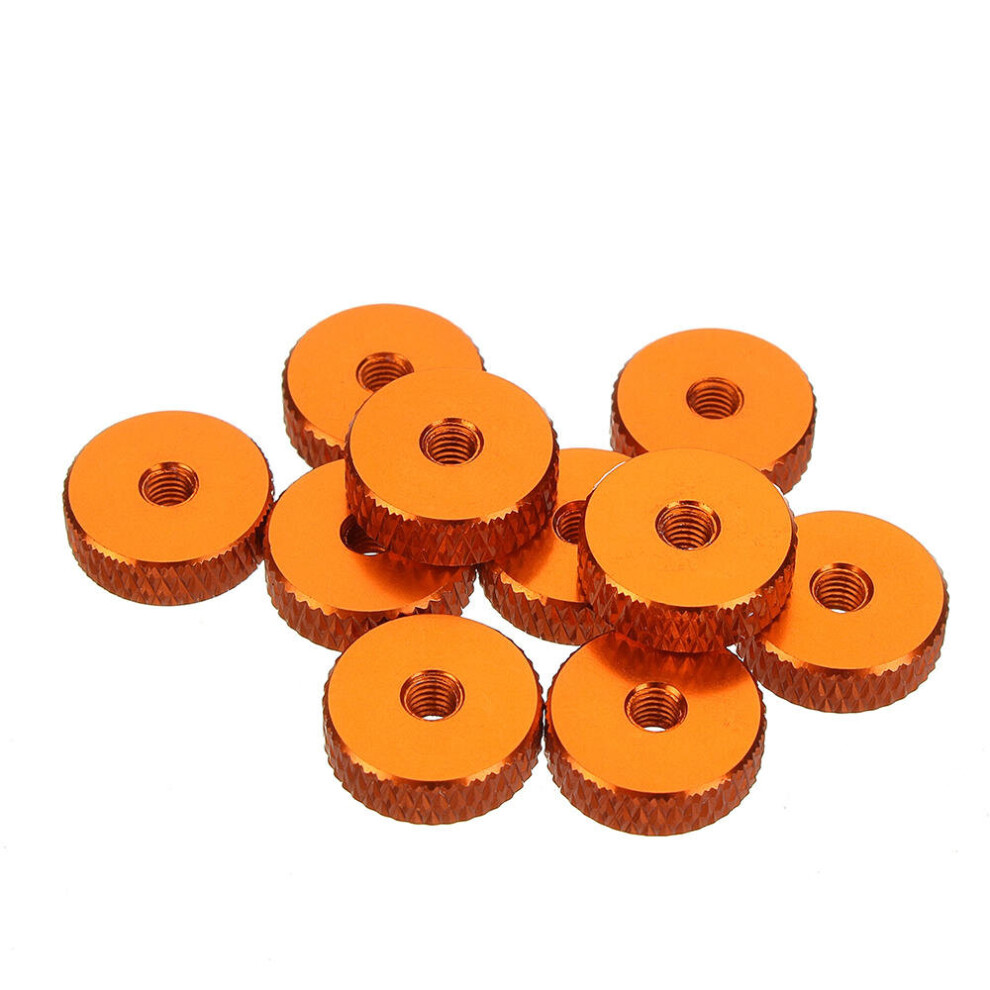 (Orange) 10Pcs M3 Manual Knurled Thumb Screw Nut Spacer Flat Washer Aluminum Alloy Multicolor