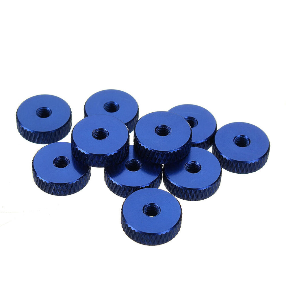 (Royal Blue) 10Pcs M3 Manual Knurled Thumb Screw Nut Spacer Flat Washer Aluminum Alloy Multicolor