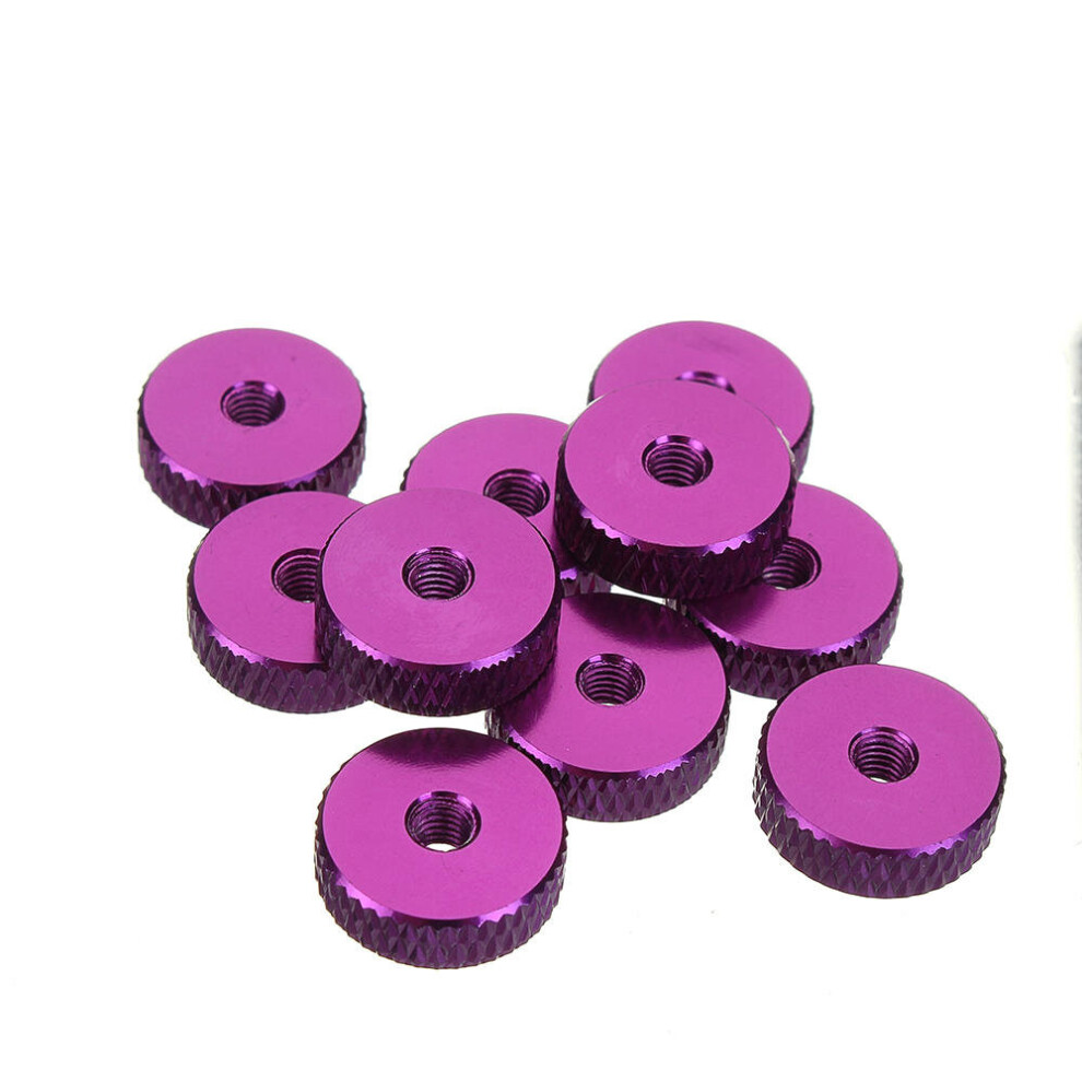 (Purple) 10Pcs M3 Manual Knurled Thumb Screw Nut Spacer Flat Washer Aluminum Alloy Multicolor