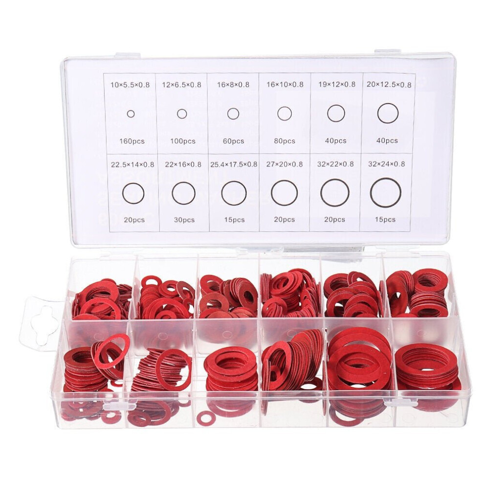 (600pcs/set) 150/600pcs Steel Sealing Washer Assortment Red Flat Ring Washer Gaskets Fitting Gasket