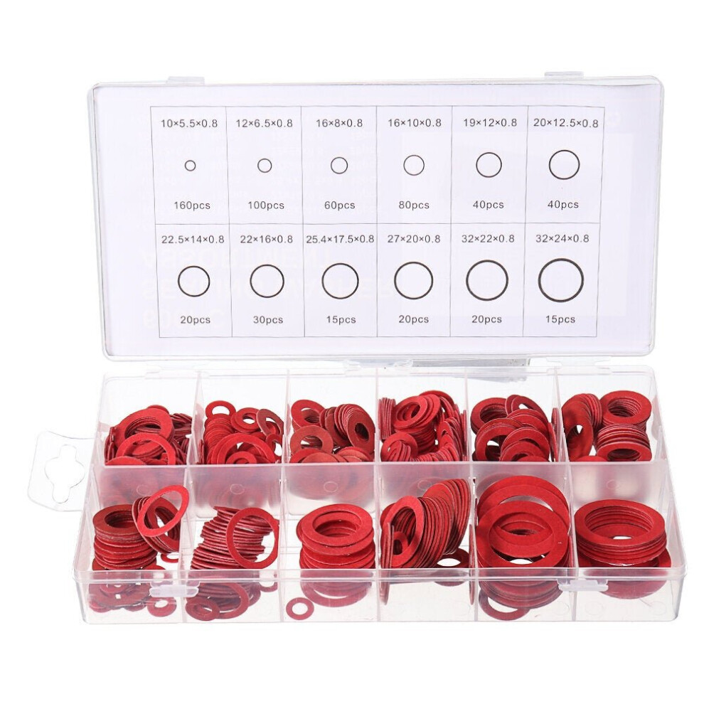 (150Pcs/Set) 150/600Pcs Steel Sealing Washer Assortment Red Flat Ring Washer Gaskets Fitting Gasket 3654659272843