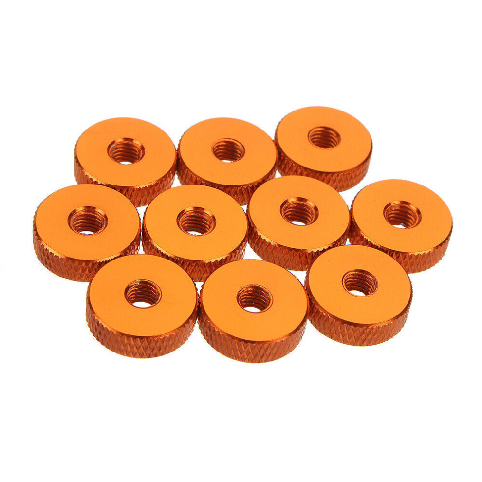 (Orange) 10Pcs M5 Manual Knurled Thumb Screw Nut Spacer Flat Washer Aluminum Alloy Multicolor