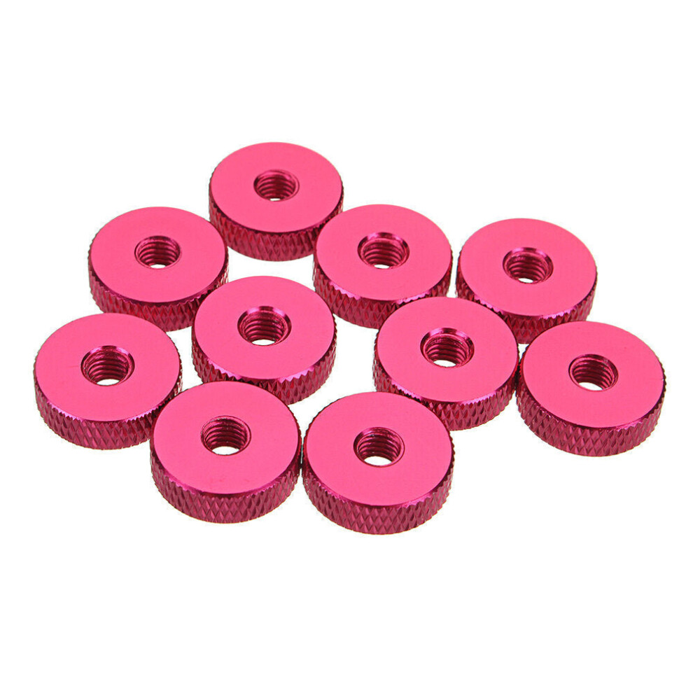 (Pink) 10Pcs M5 Manual Knurled Thumb Screw Nut Spacer Flat Washer Aluminum Alloy Multicolor