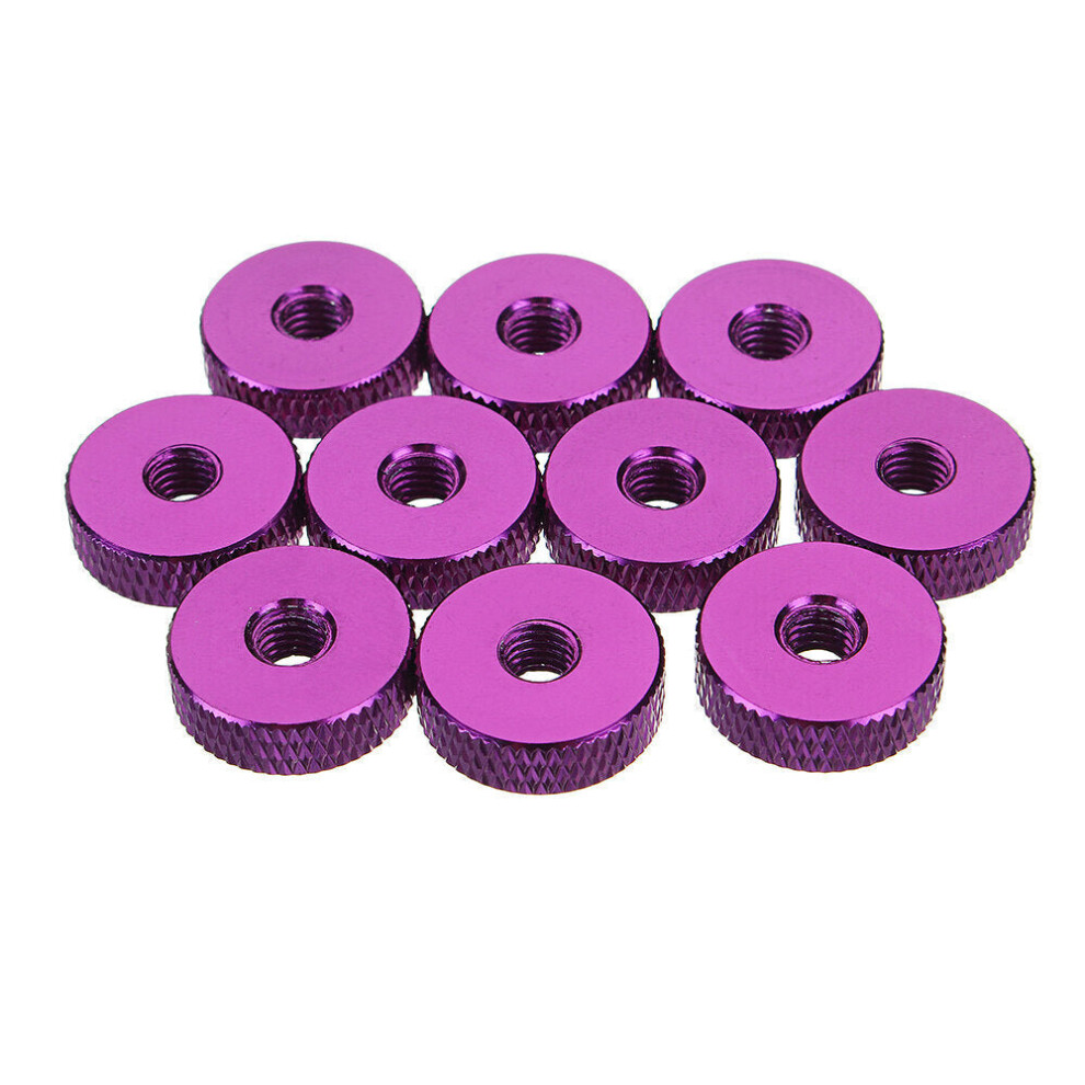 (Purple) 10Pcs M5 Manual Knurled Thumb Screw Nut Spacer Flat Washer Aluminum Alloy Multicolor