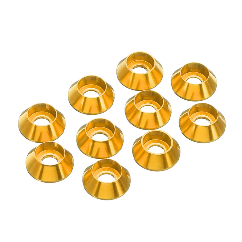 (Gold) 10Pcs M2 Cup Head Hex Screw Gasket Washer Nuts Aluminum Alloy Multicolor Optional