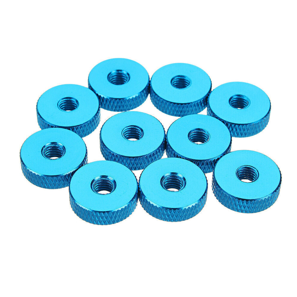 (Light Blue) 10Pcs M5 Manual Knurled Thumb Screw Nut Spacer Flat Washer Aluminum Alloy Multicolor