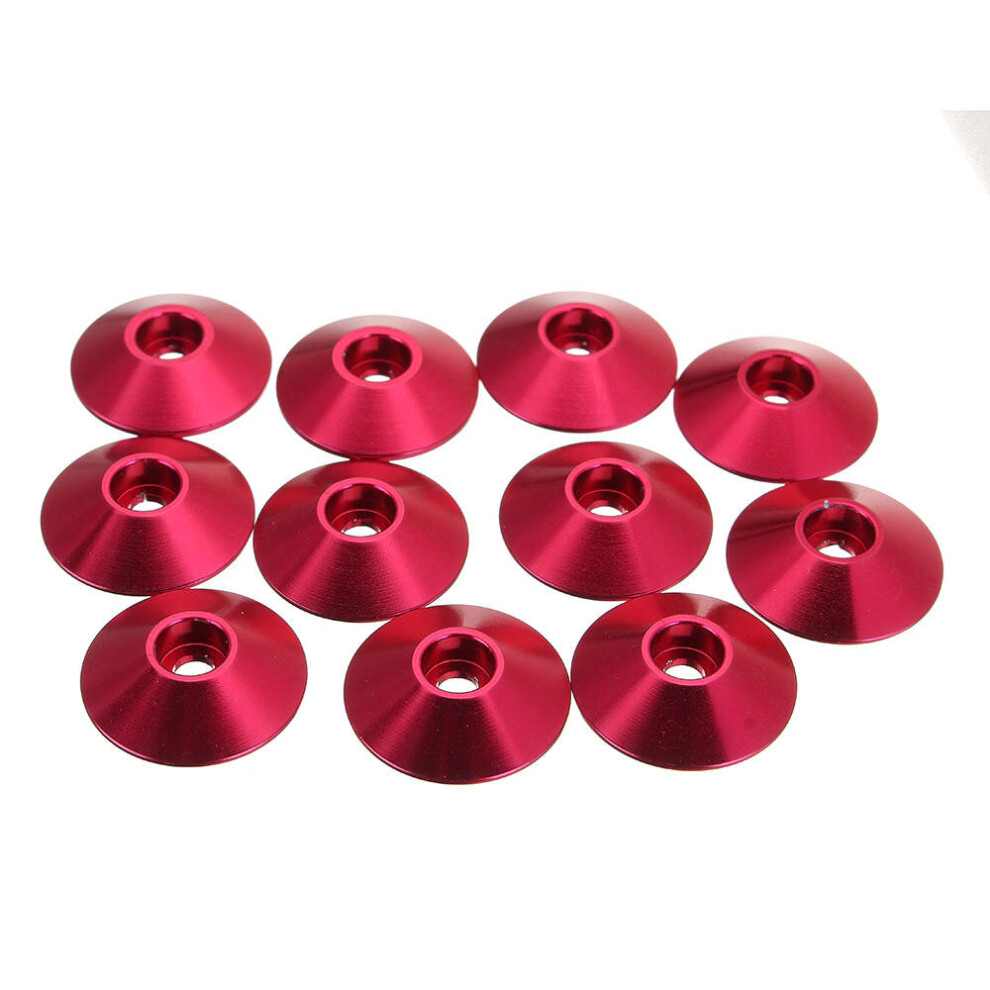 (Pink) 10Pcs M3 Cap Head Screw Cup Washer Extra Large Gasket Aluminum Alloy Multicolor