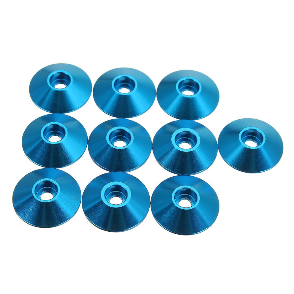 (Light Blue) 10Pcs M3 Cap Head Screw Cup Washer Extra Large Gasket Aluminum Alloy Multicolor