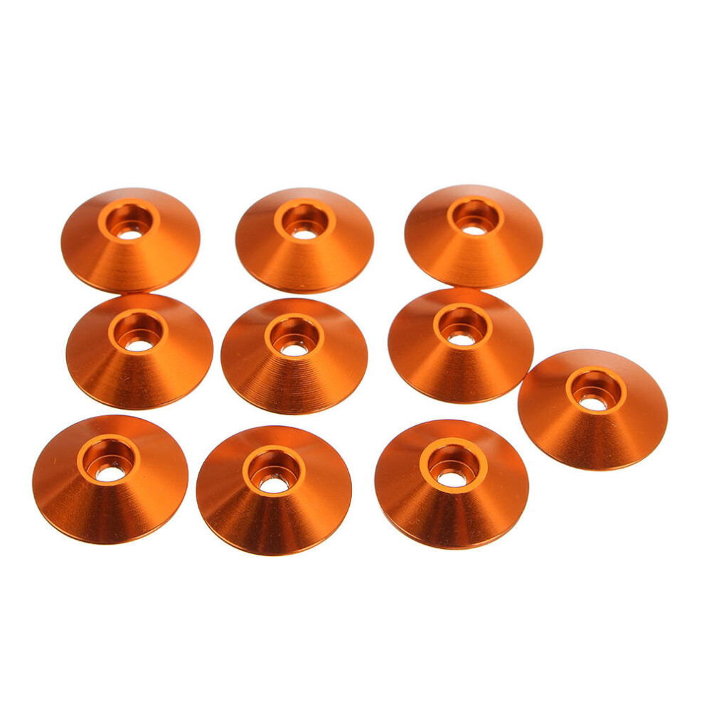 (Orange) 10Pcs M3 Cap Head Screw Cup Washer Extra Large Gasket Aluminum Alloy Multicolor