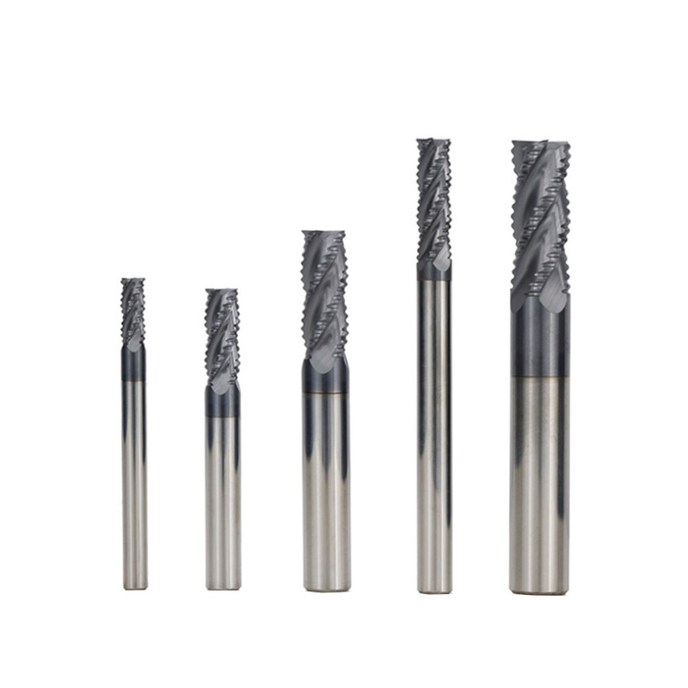 (6x15x50mm) 4/6/8/10/12mm Tungsten Carbide HRC55 Roughing End Mill 4 Flute Spiral CNC Router Bit TiAIN Coating End Milling Cutter