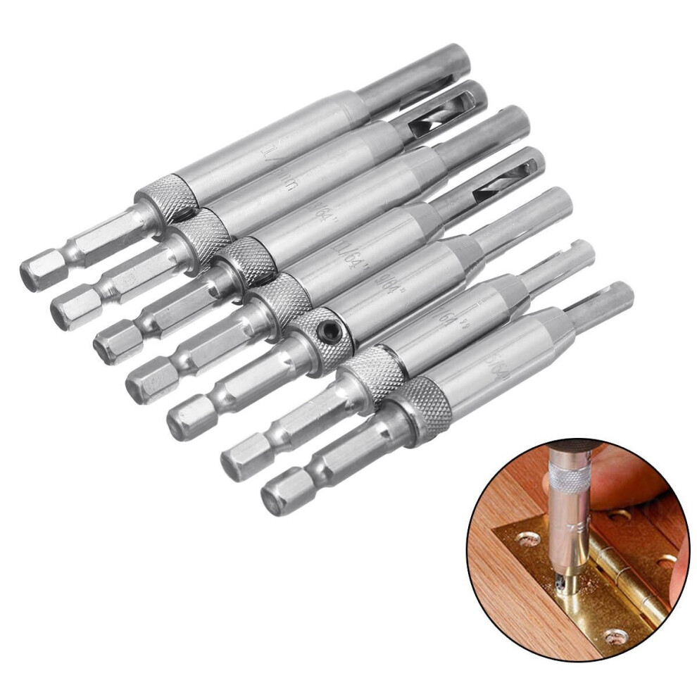 7Pcs Self Centering Door Window Hinge Set Twist Wood Drill Bit Hole Puncher 3654659102720