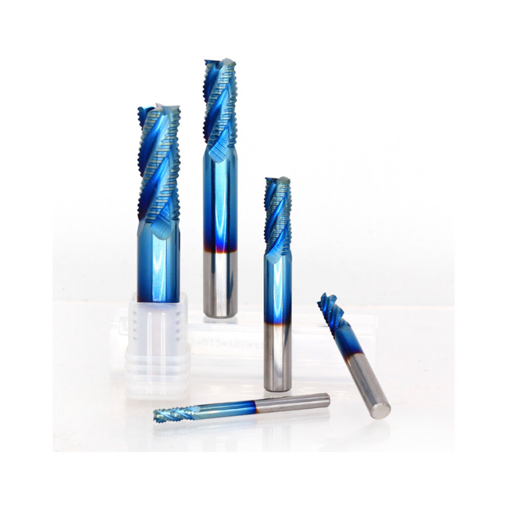 (6x25x75mm) 4mm-12mm Blue Nano Coating Roughing End Mill 4 Flute Spiral Carbide End Mill CNC Router Bit End Milling Cutter