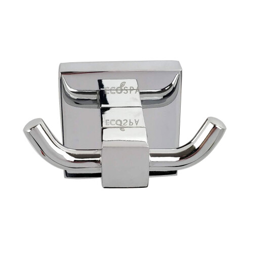 Bathroom Double Towel Robe Hook Chrome Square Wall Mounted 2