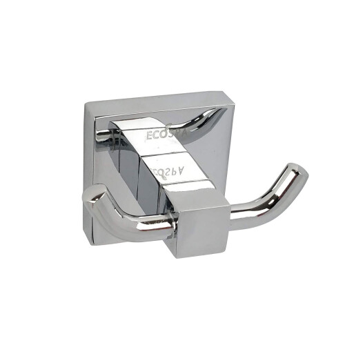 Bathroom Double Towel Robe Hook Chrome Square Wall Mounted
