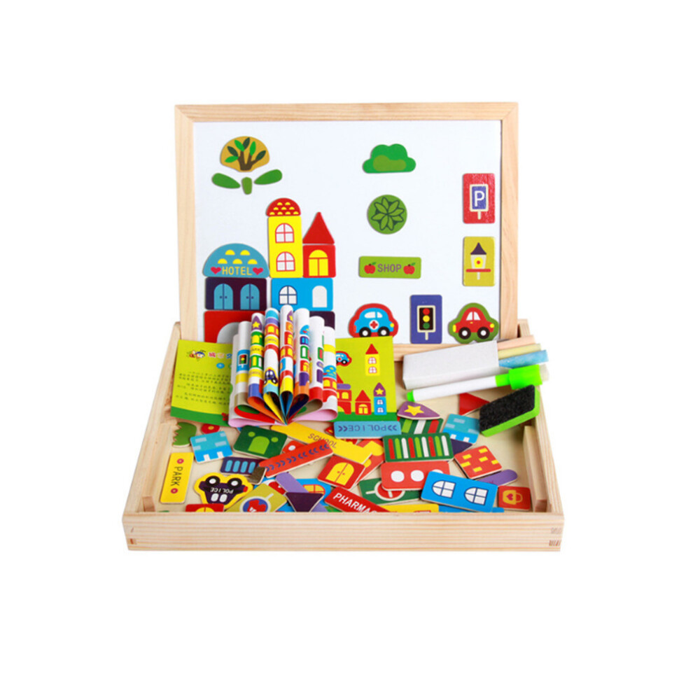 (C) Children's Magnetic Puzzle Double-sided Drawing Board Early Childhood Education Indoor toys