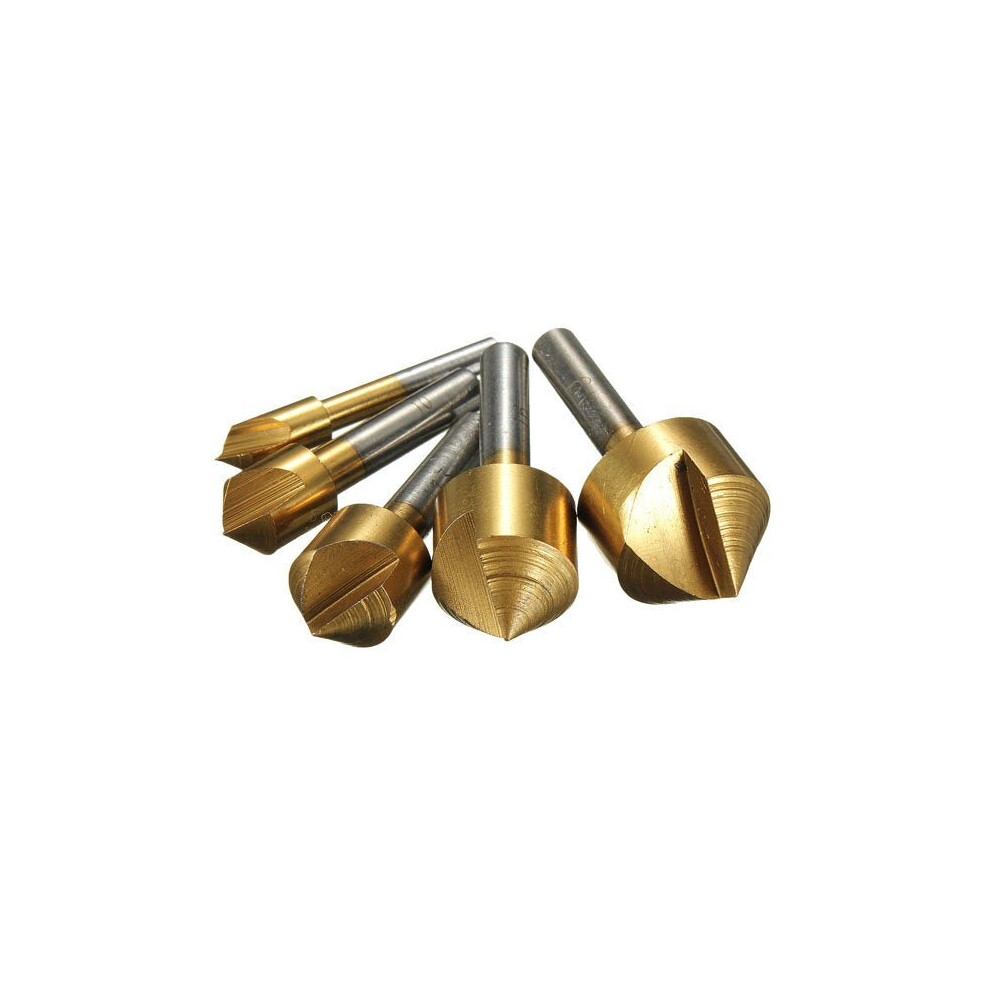 5pcs 6/10/13/16/19mm Titanium Countersinks Chamfering Cutter Drill Press