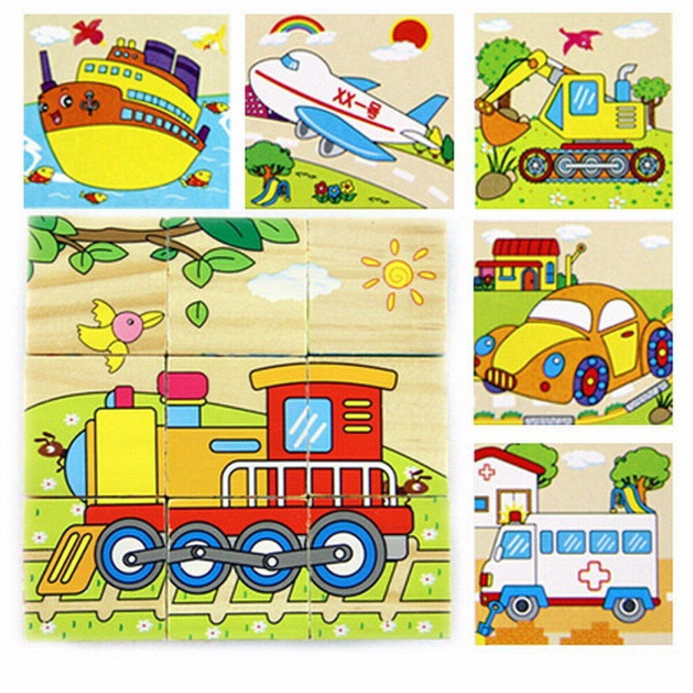 (1) Children Cartoon Puzzle Blocks Colorful Educational Wooden Kids Toys