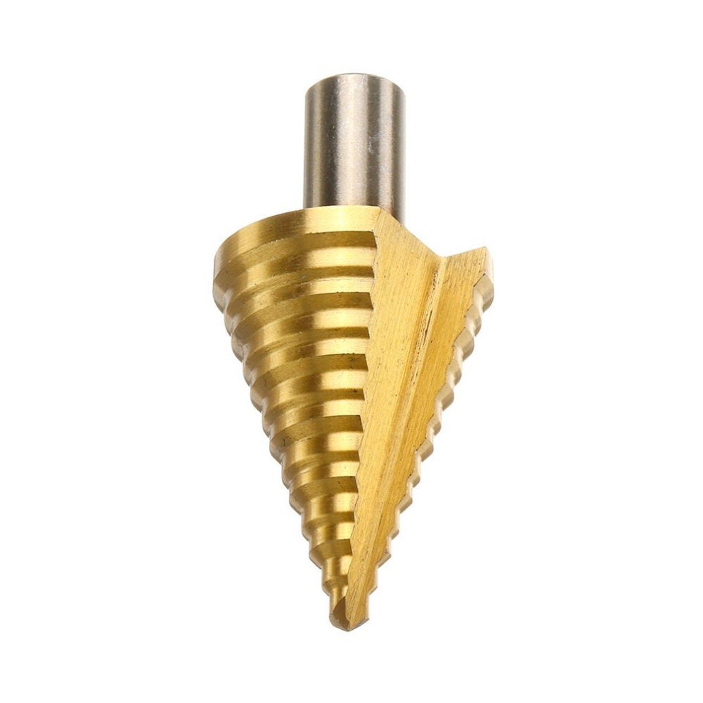 (Gold) 5-35mm HSS Titanium Step Cone Drill Bit High Speed Steel Wood Hole Cutter