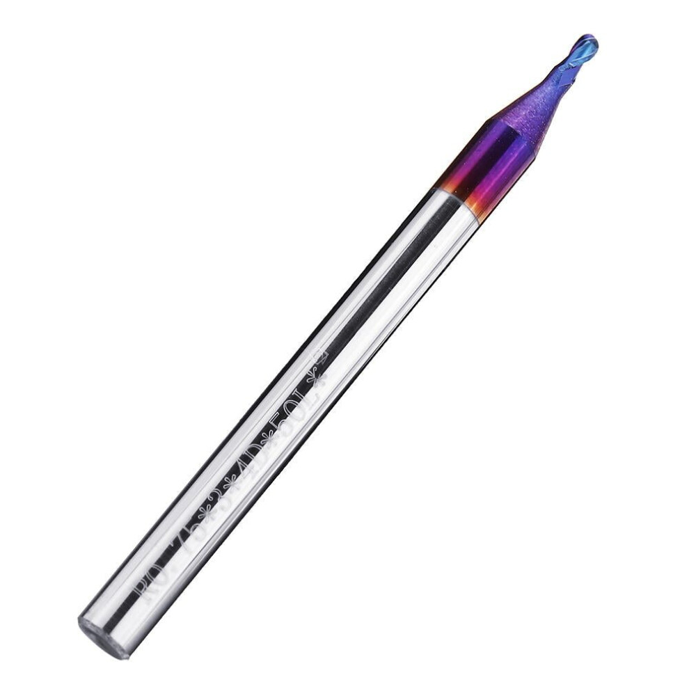 (1:R0.5*2C*4D*50L*2T) R0.5-R2 Hrc60 2 Flutes Ball Nose End Mill 50Mm Blue Naco Coating Cnc Milling Cutter 6112211933061