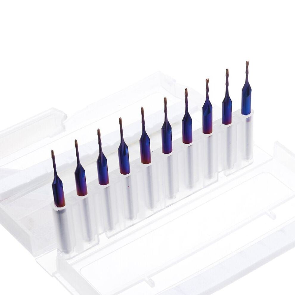 (1Mm) 10Pcs 3.175Mm Shank Blue Coated Spiral Flat End Mill Two Flute Cnc Milling Cutter 6112211934464