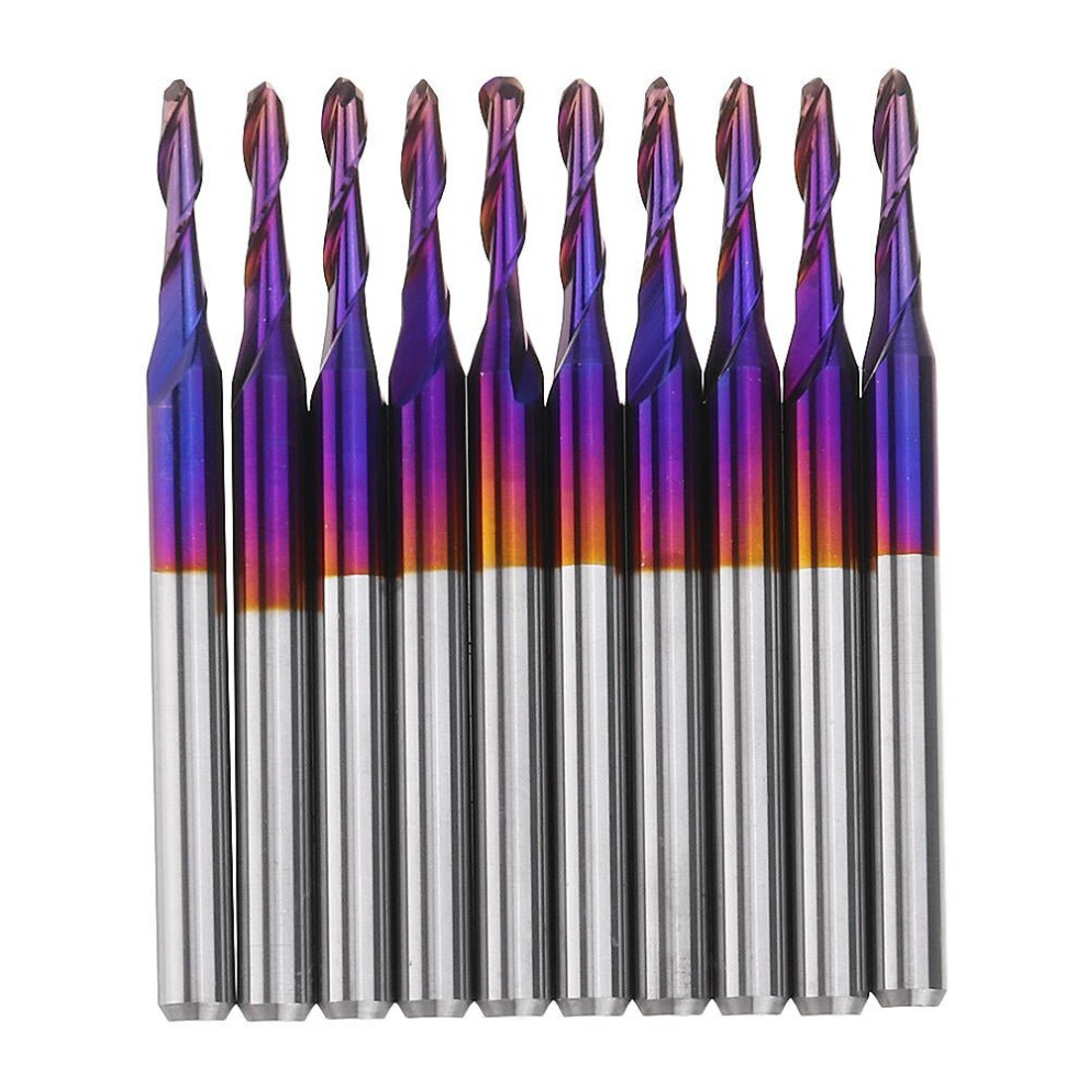 (2Mm) 10Pcs 3.175Mm Shank Blue Coated Spiral Ball Nose End Mill 0.8-3.175Mm Cnc Milling Cutter 6112211948034