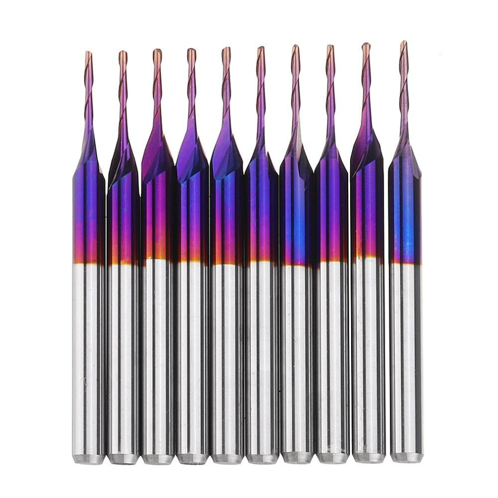 (0.8Mm) 10Pcs 3.175Mm Shank Blue Coated Spiral Ball Nose End Mill 0.8-3.175Mm Cnc Milling Cutter 6112211948065