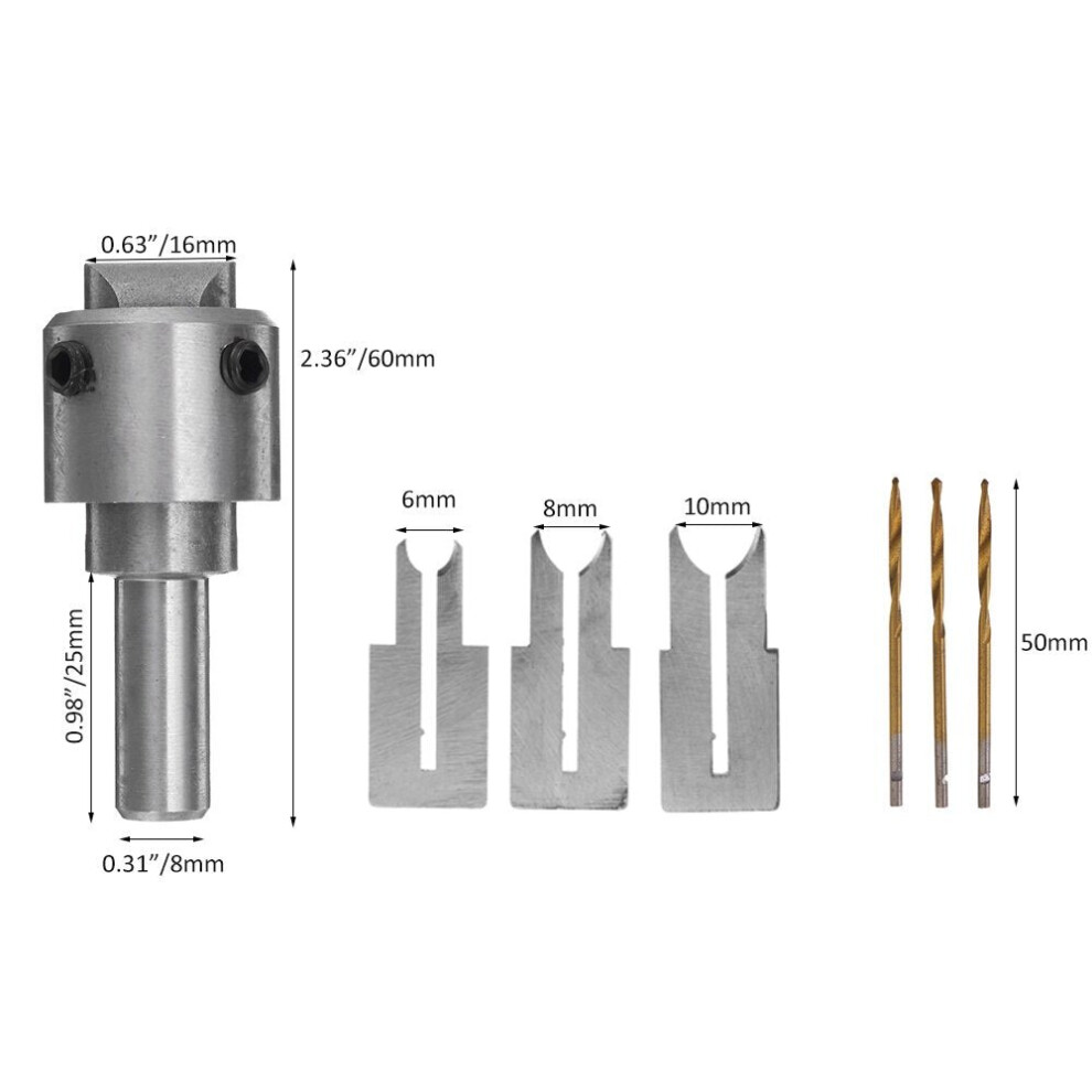 (6/8/10mm Set) Beads Ball Router Bit Wooden Beads Maker Drill Bit Milling Cutter Tools