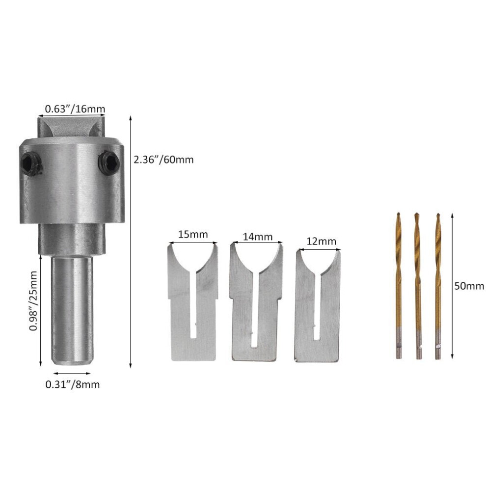 (12/14/15mm Set) Beads Ball Router Bit Wooden Beads Maker Drill Bit Milling Cutter Tools